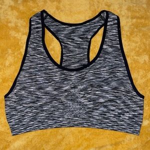 Black and Gray striped lounge sports bra